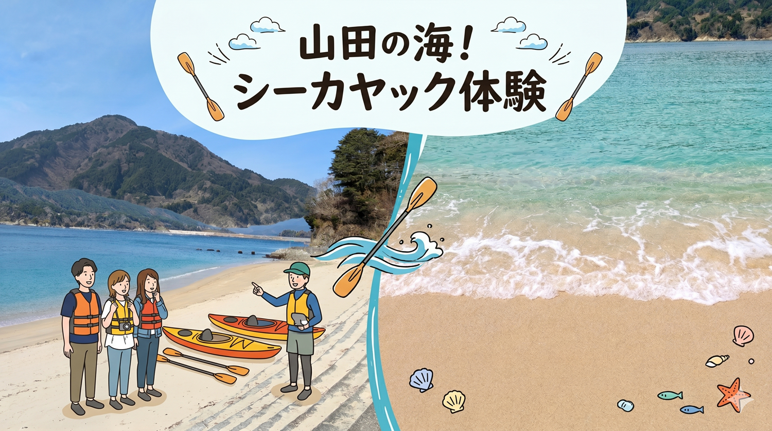 【初めて～経験者まで！・手ぶらOK】インストラクターと巡る山田の海。シーカヤック体験