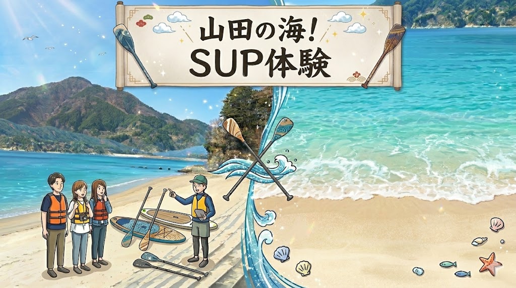 海面を歩く新感覚！山田の海で楽しむSUP体験【初めて～経験者まで！・手ぶらOK】